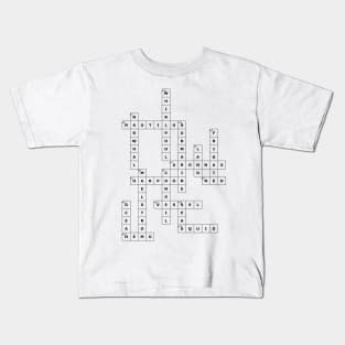 (1869TTLUTS) Crossword pattern with words from a famous 1869 science fiction book. Kids T-Shirt